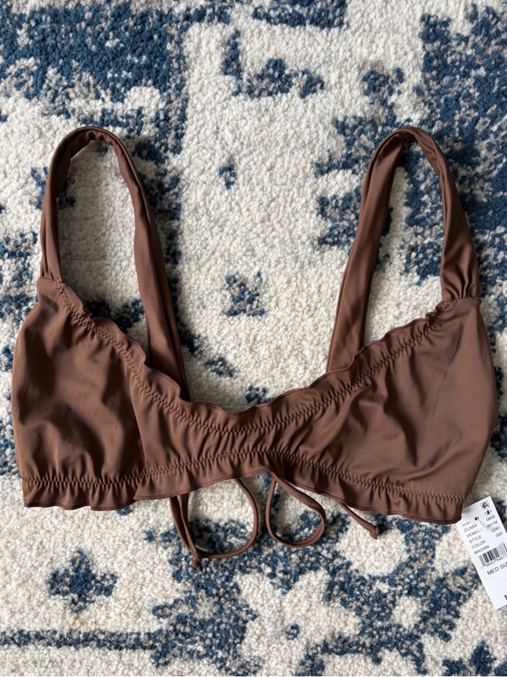 NWT Amor y Besos Brown Solana Triangle Bikini Top MEDIUM
